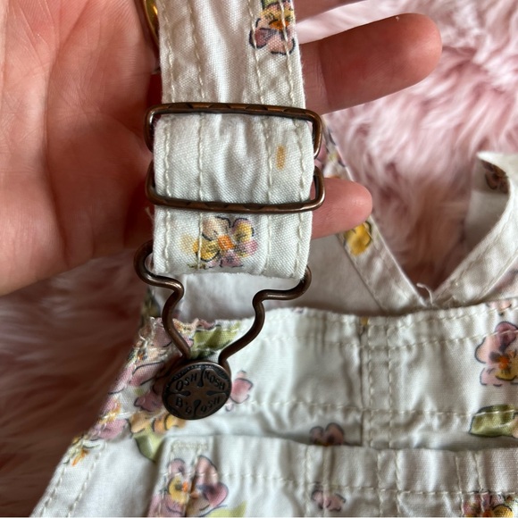 Oshkosh B’gosh Pink & Orange Floral Vestbak Shorts Overalls Sz 3T Cottage Core - Picture 11 of 13